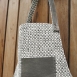 工藝圍裙 - 灰白色小格紋布 +灰色皮革